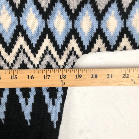 KINROSS Wool Cashmere Geometric Cardigan Sweater Women's XS Navy Gray 3/4 Sleeve - Picture 8 of 9